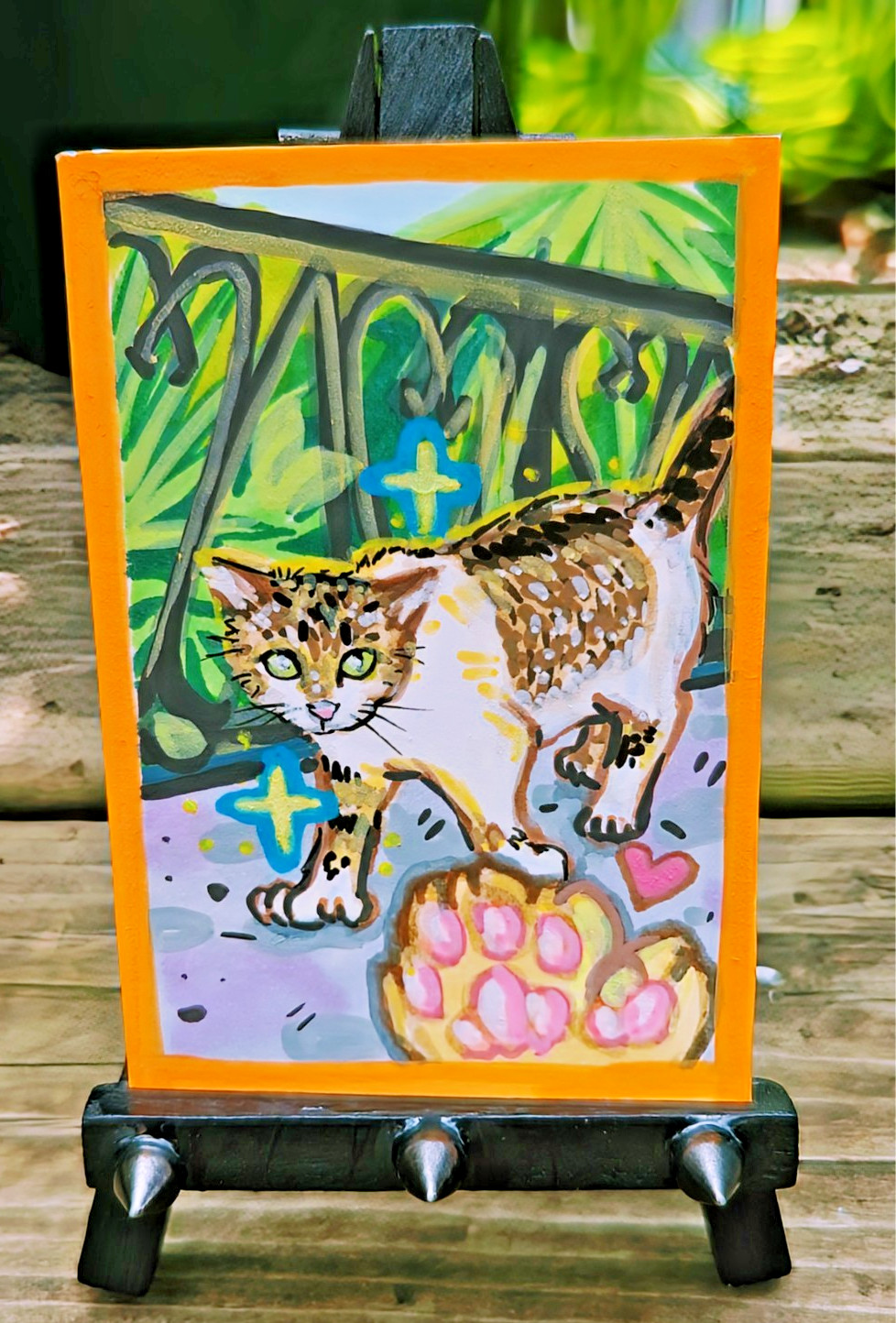 Polydactyl mitten cat 1 of 2 Hemingway cat paint marker illustration ACEO Size