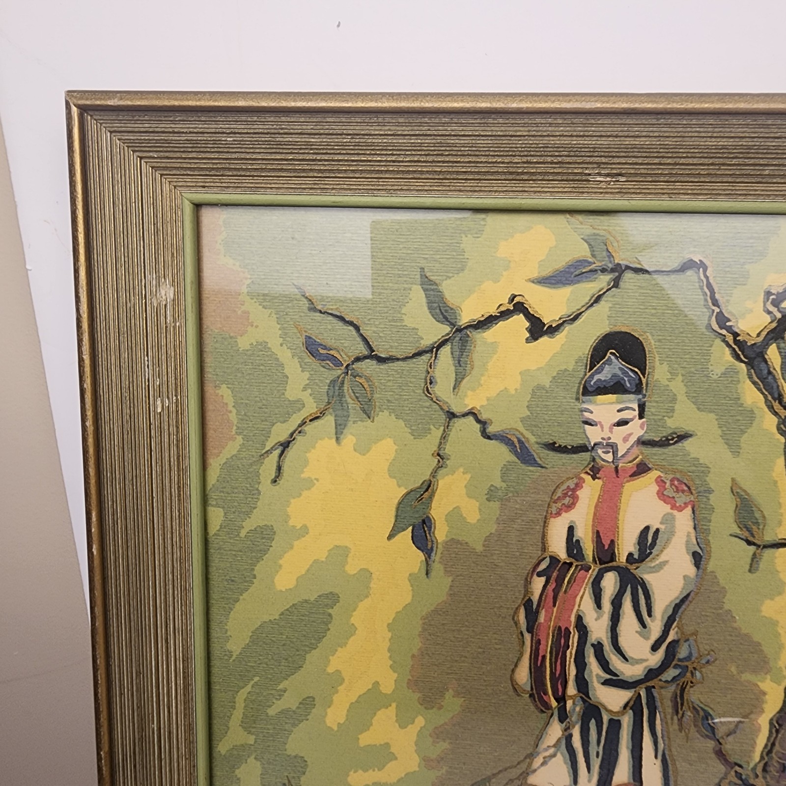 Vintage “Kiyo” Signed Pair Of MCM WC Paintings Japanese Lady & Man With Frames