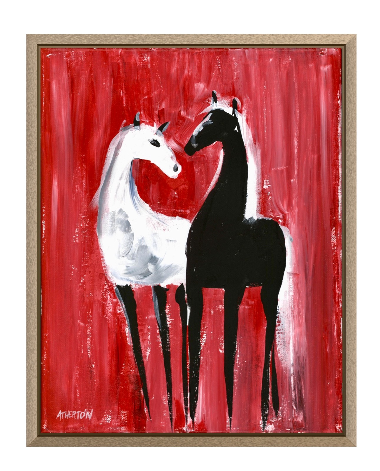 Atherton 11×14 Original Expressionism Acrylic Painting “Horses in Love” signed
