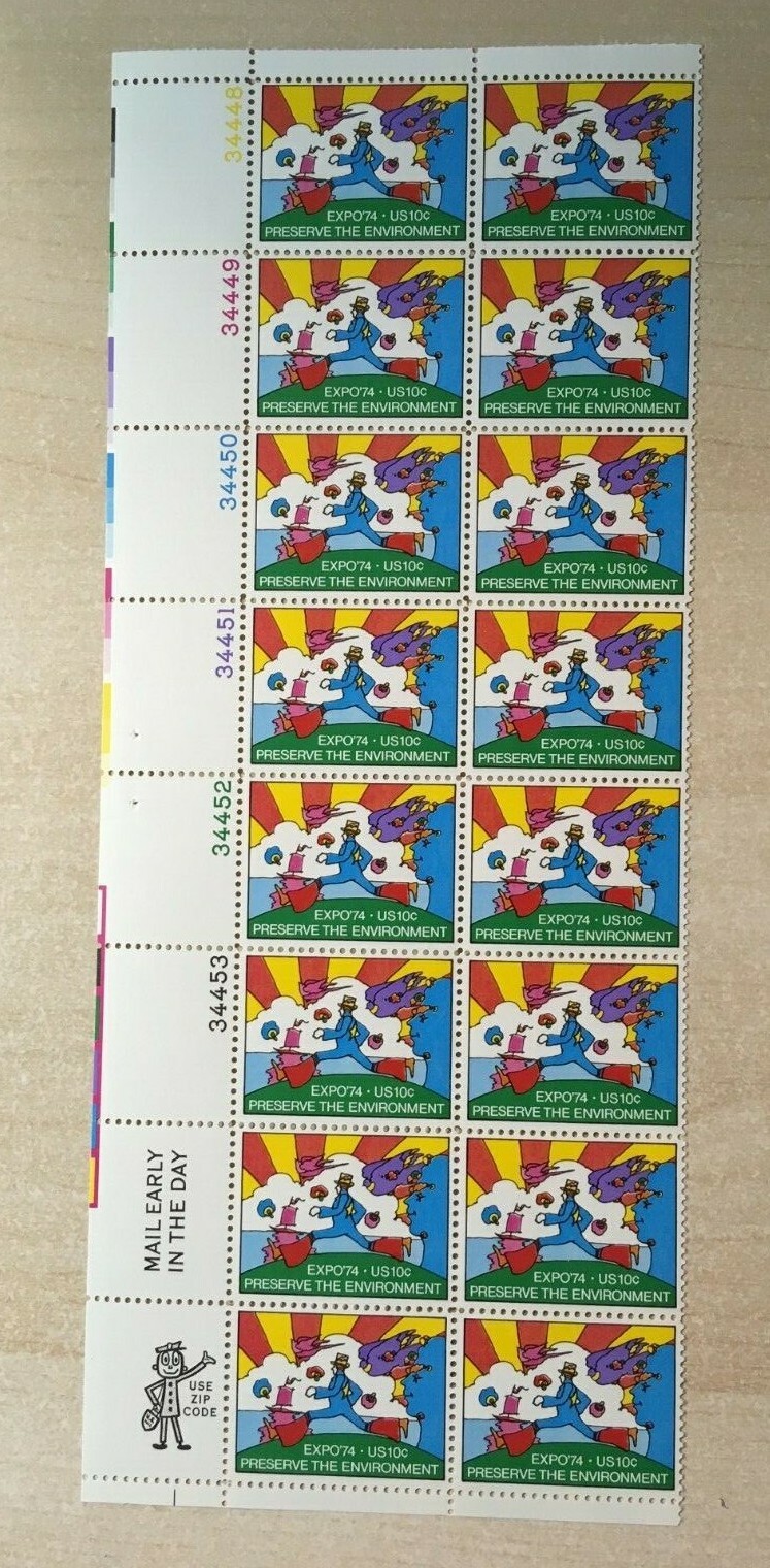 PETER MAX 10¢ Plate BLOCK of 16 MNH OG #1527