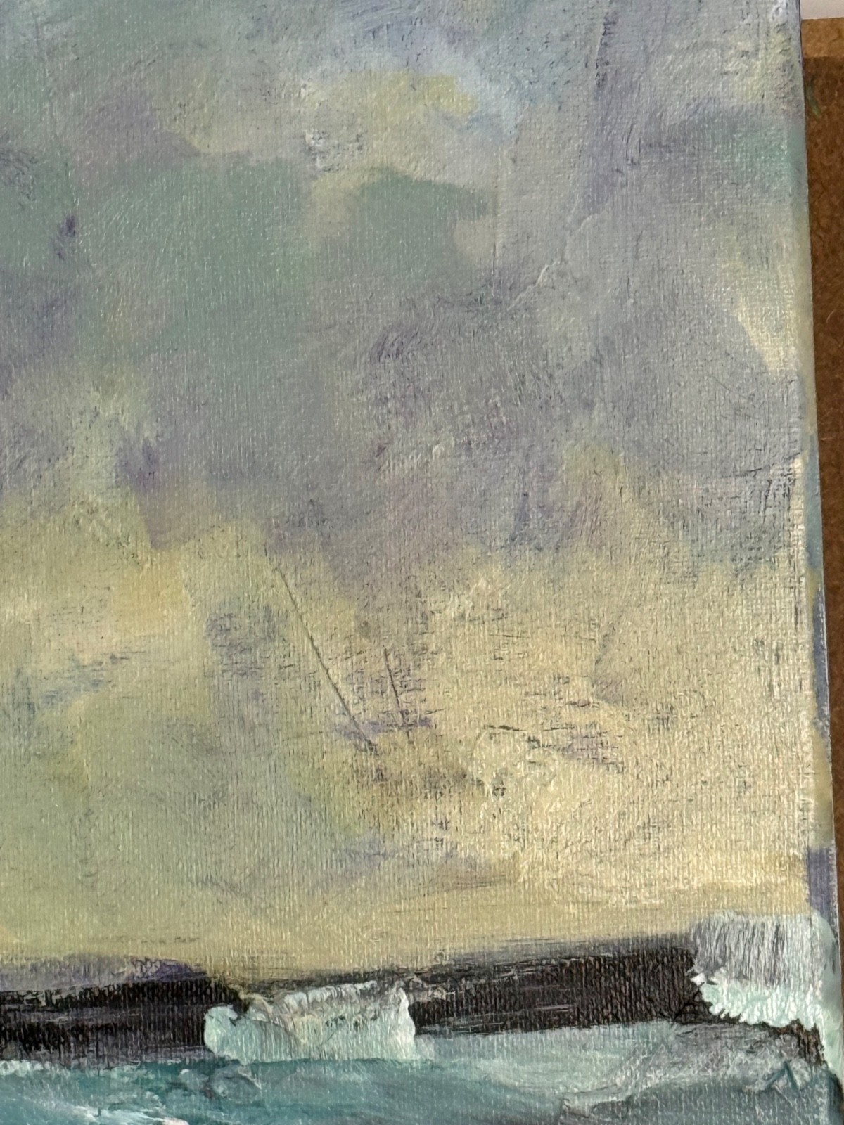 R Stevens Dramatic Ocean Landscape Seascape Painting 12×24 Contemporary Original