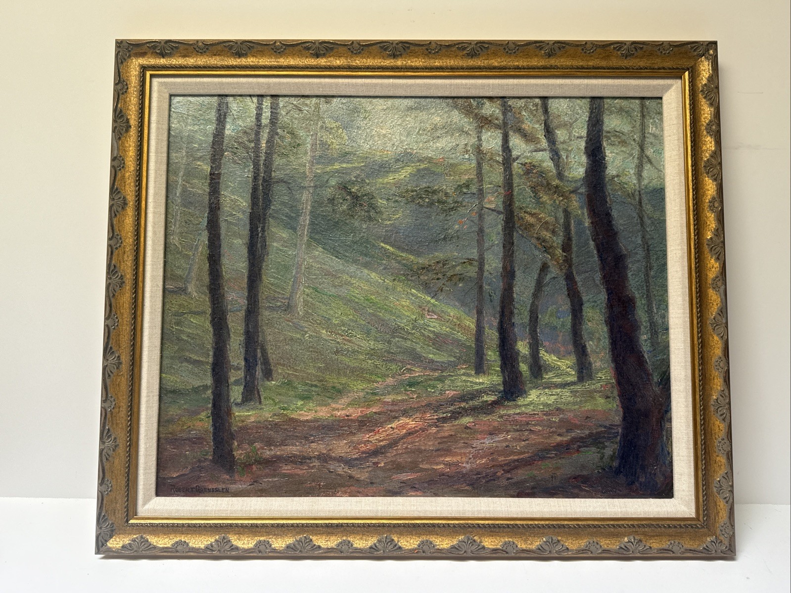 Antique American Landscape Painting Robert Gaensslen Impressionist Oil Listed