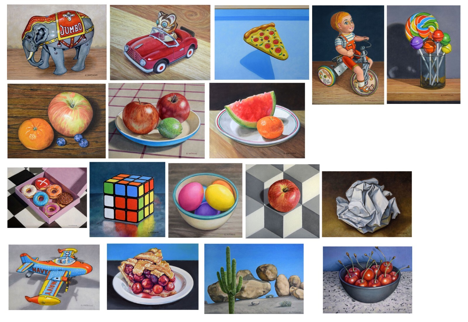 Original Oil Painting Still Life Marbles on Contact Comics 6 x 6 Realism NEW