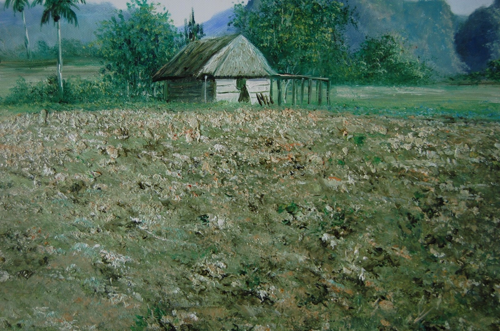 ORIGINAL SIGNED FRAMED OIL ROYAL PALMS, BOHIO AND MOGOTES VINALES LANDSCAPE CUBA