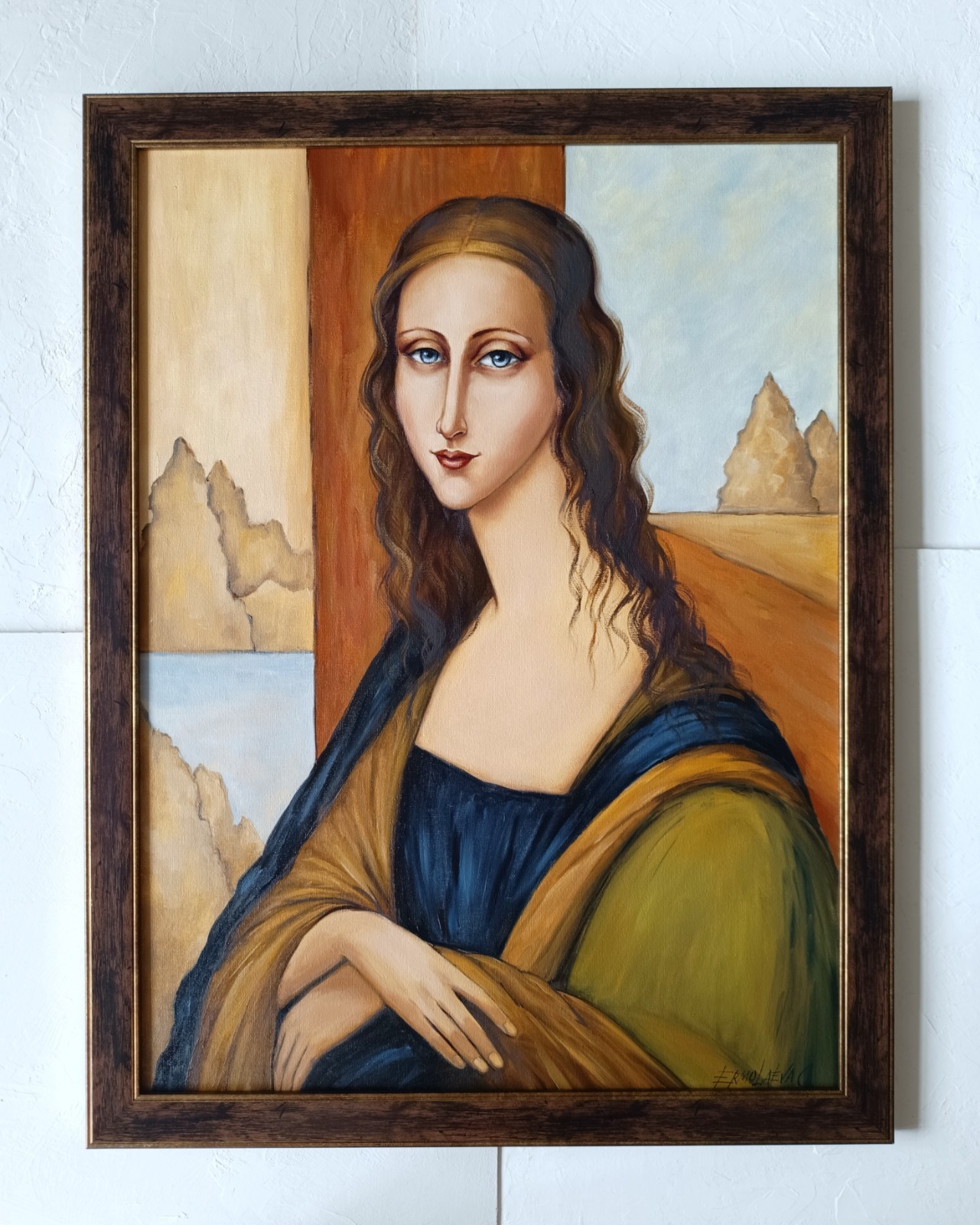 Mona Modi Original Oil Portrait on Canvas Modigliani Inspired Art 17.7×23.6 in