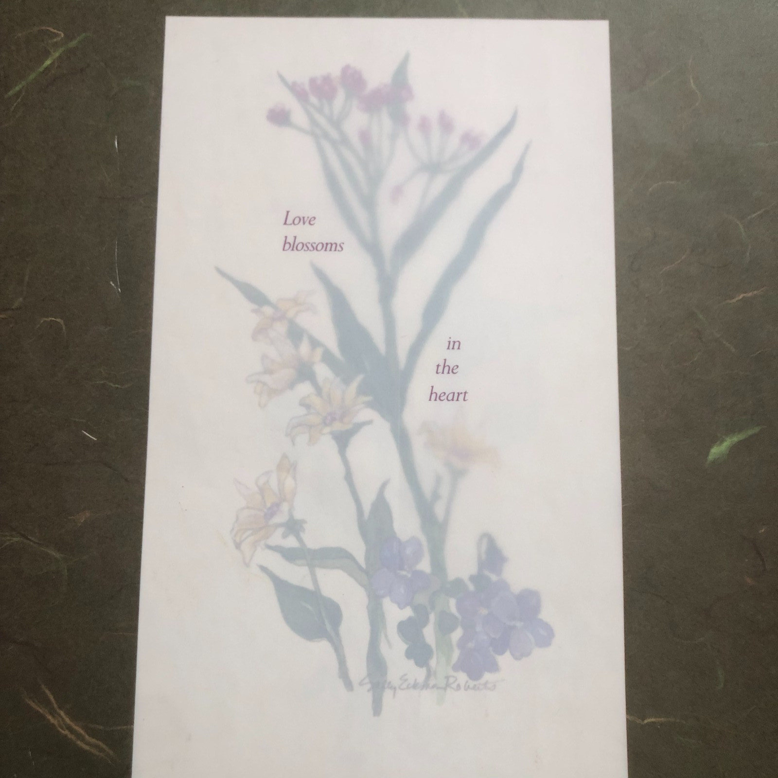 Sally Eckman Roberts Love blossoms in the heart Set of 3 Each 11 Inch x 15 Inch