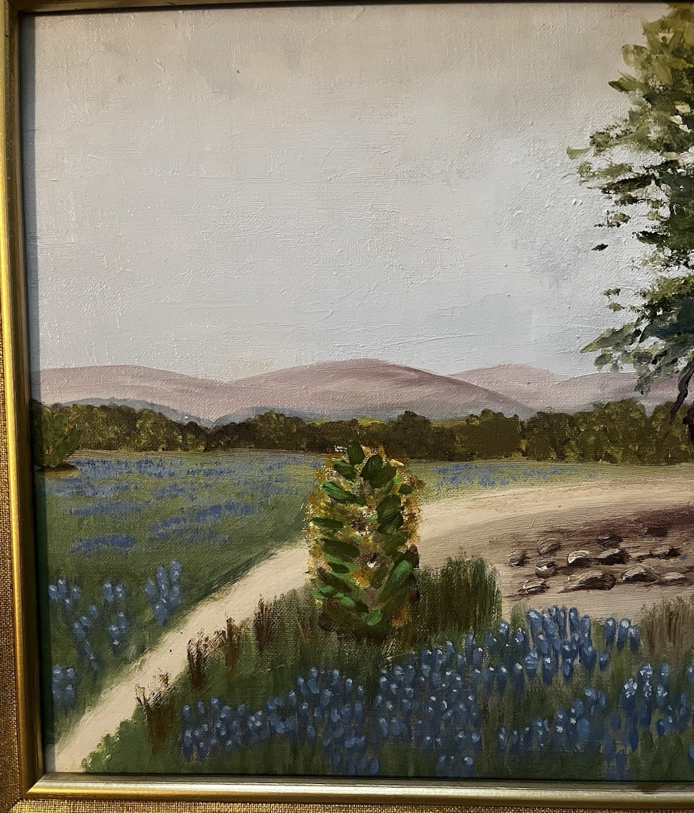 Texas Bluebonnet Oil Painting-Hill Country Landscape