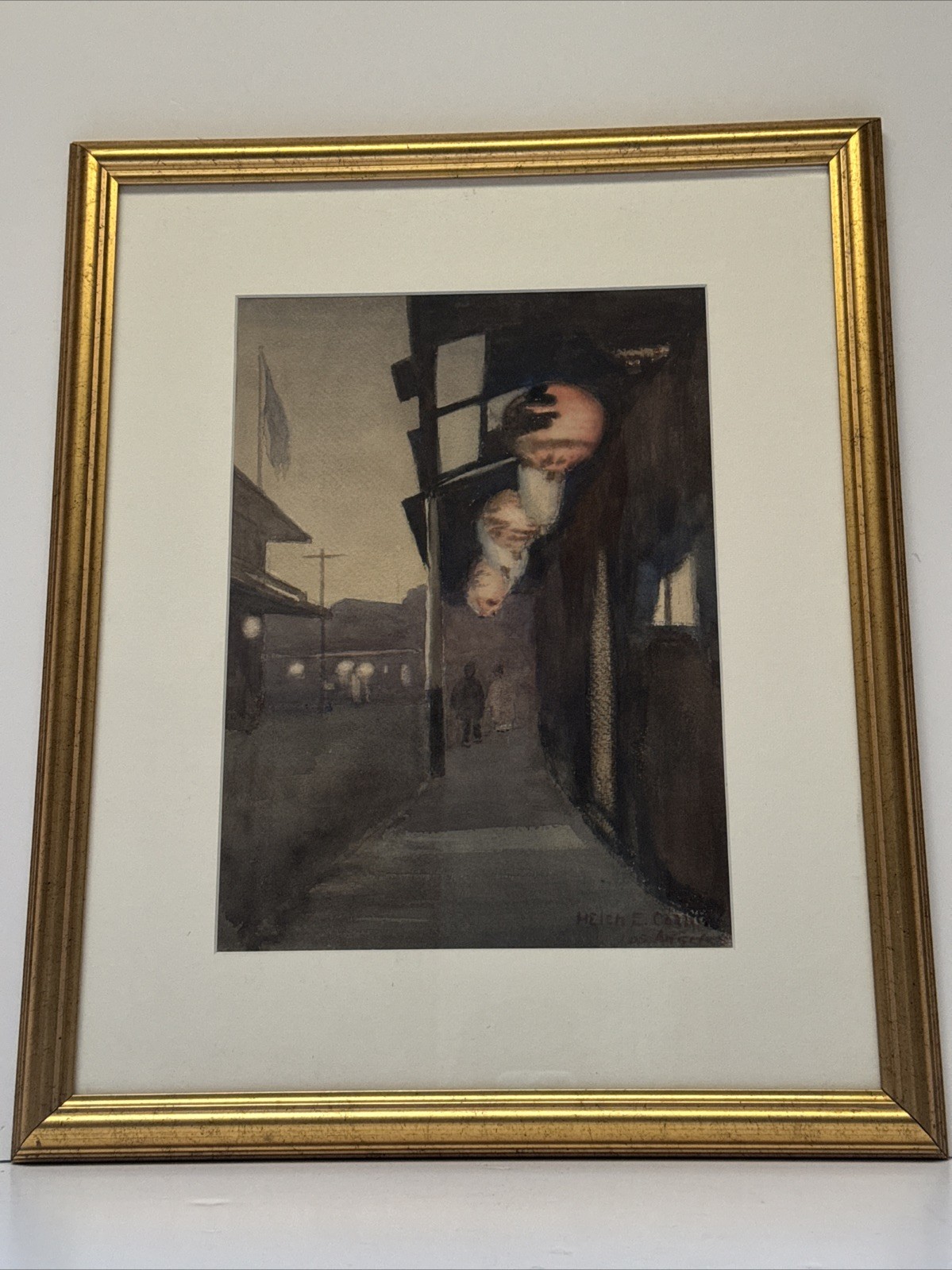 Antique California Painting China Town Impressionist Night Helen Coan Rare 1920