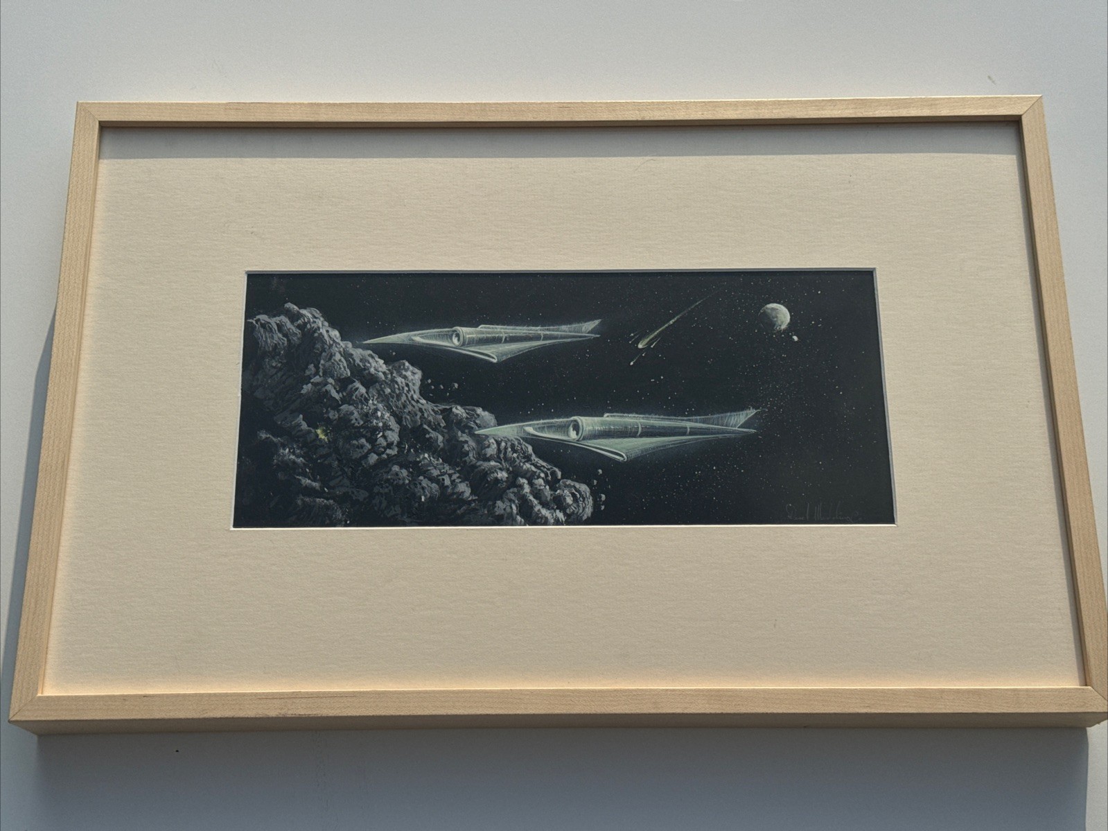 VINTAGE SPACE PAINTING UFO CRAFT DEREK MEDDINGS BRITSH SPECIAL EFFECTS FAMOUS