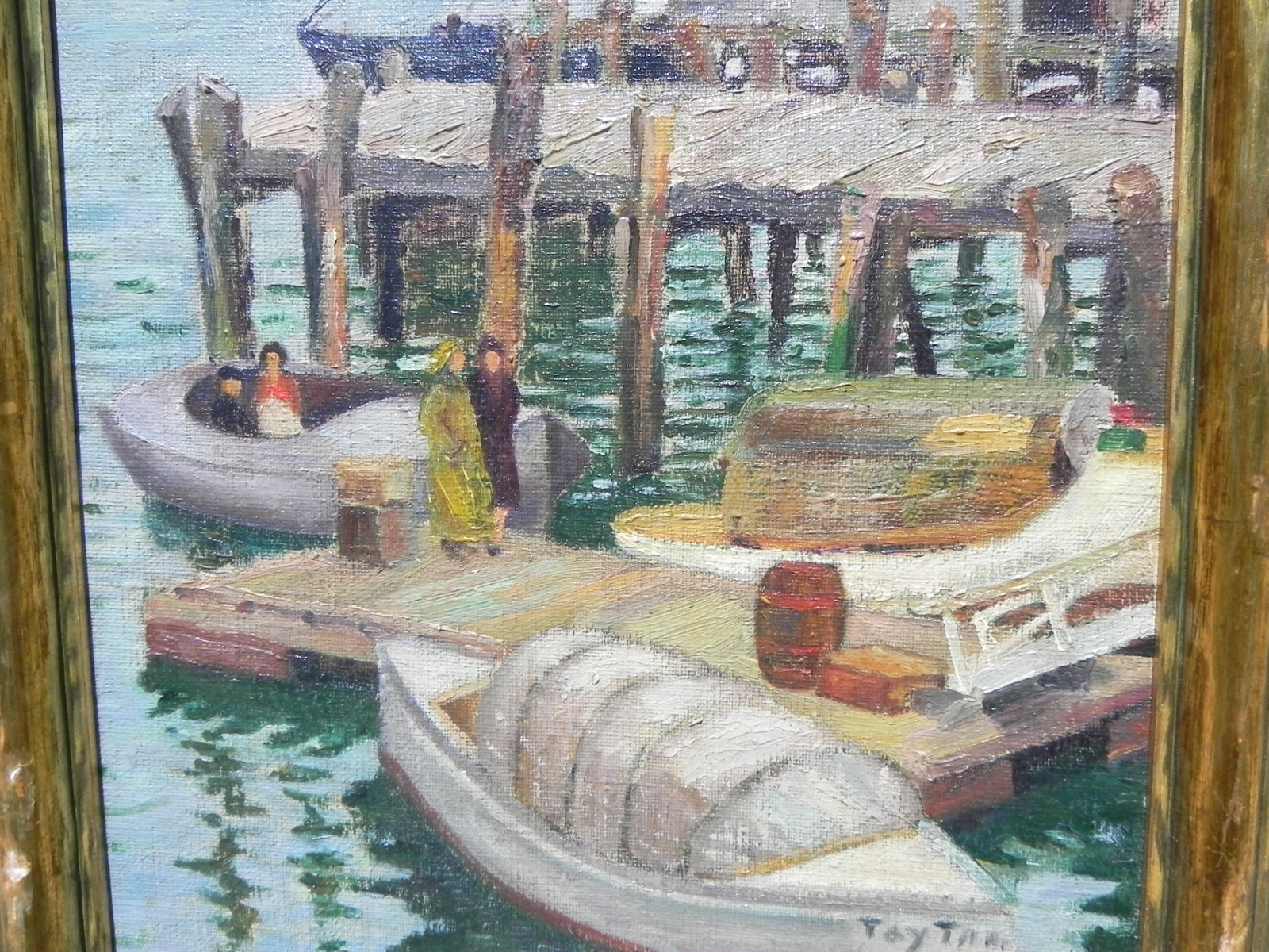 American impressionist art ca1930 wharf painting Olive Sprogle Herne 1893-1971