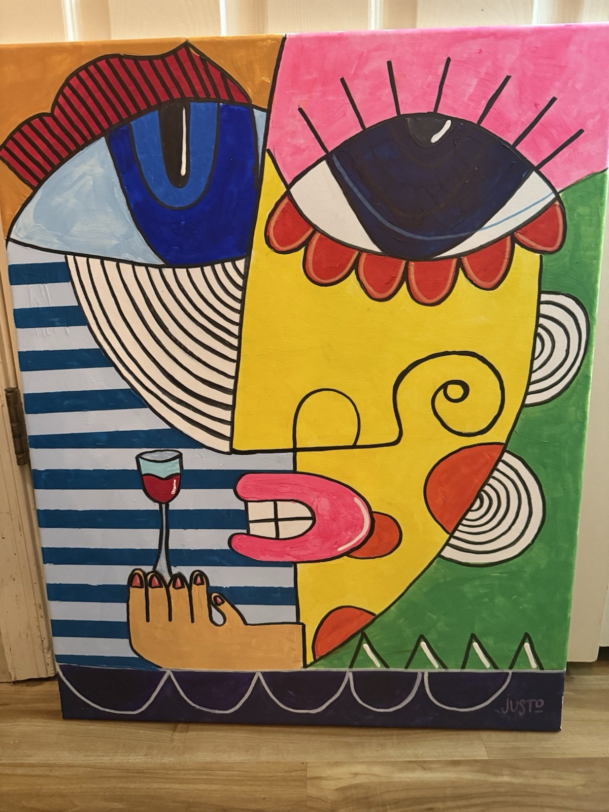 JUSTO Original Abstract Painting Acrylic on canvas 24×30