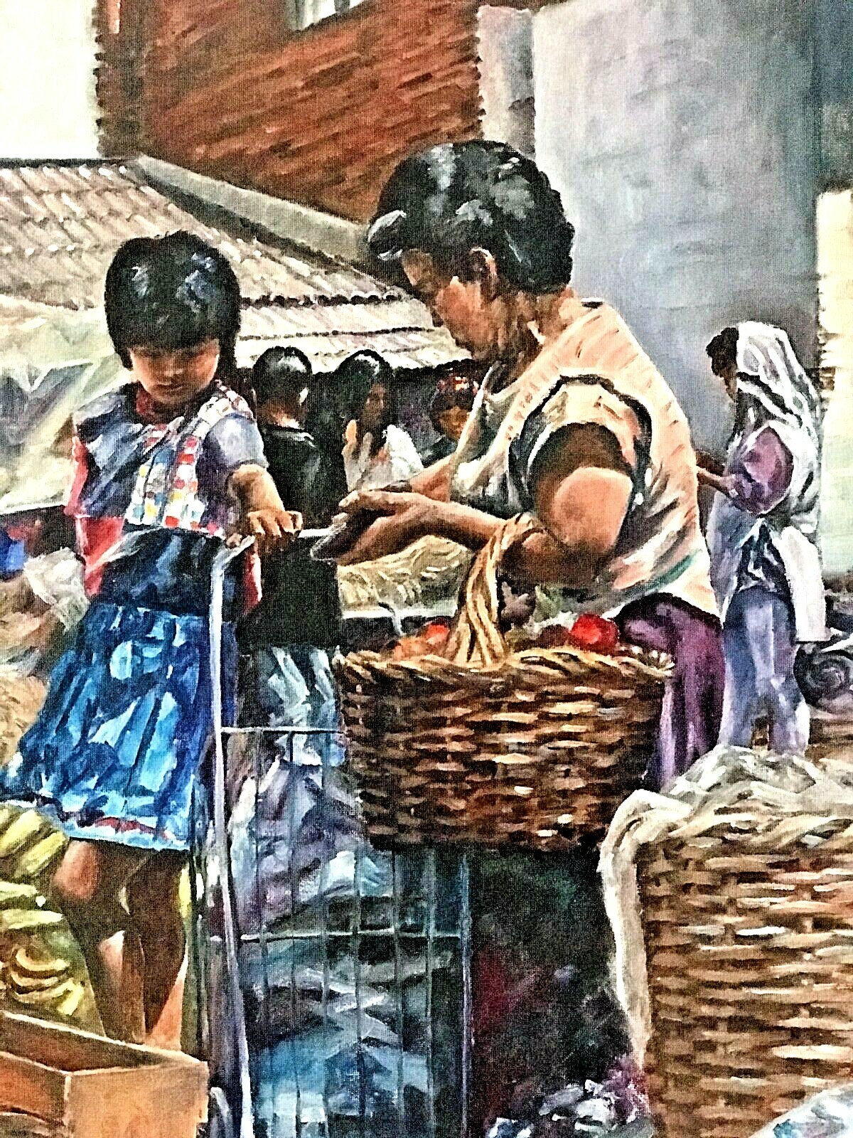 Market Day: mother goes out with her daughter getting the daily supplies needed