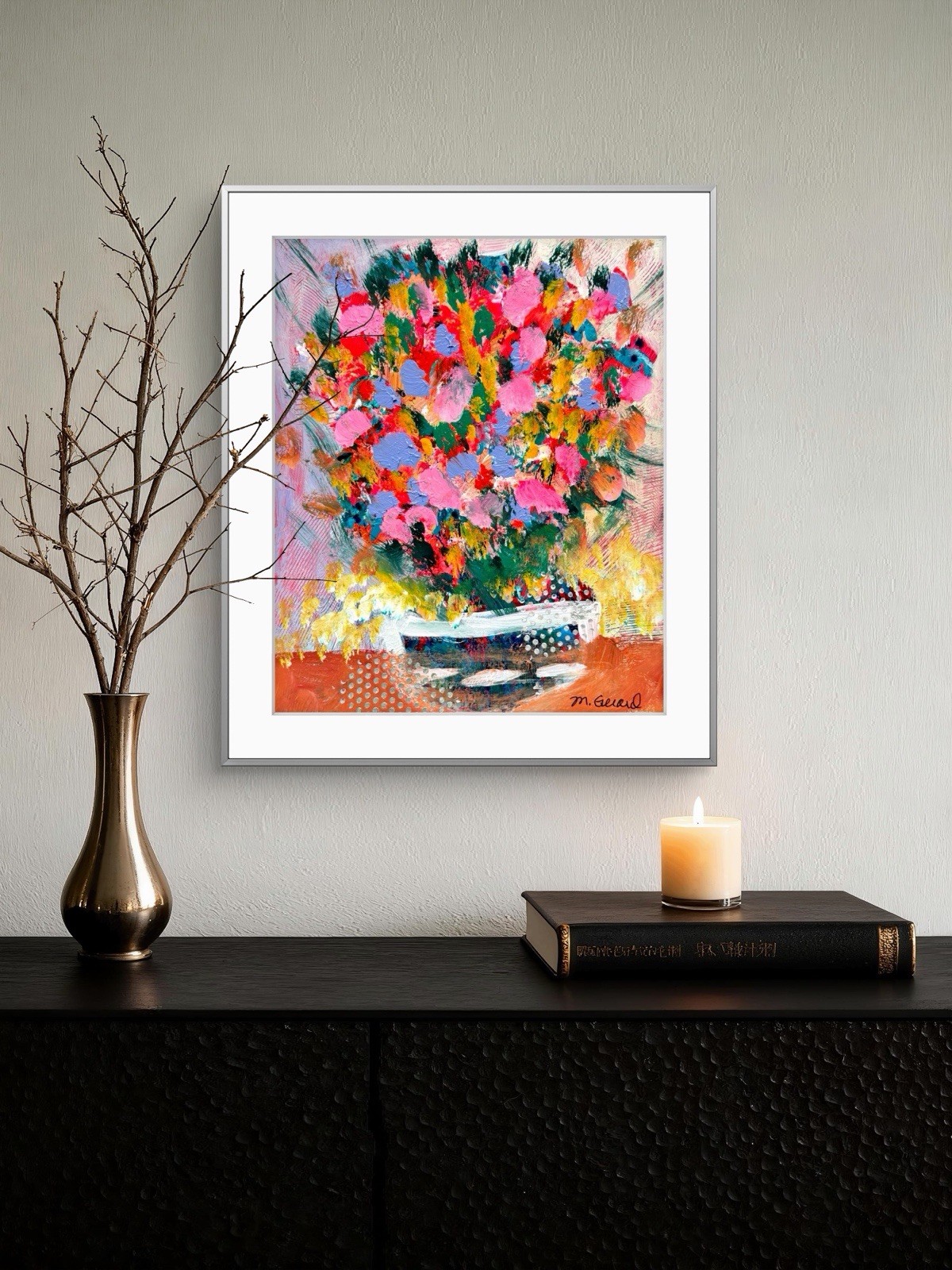 GERARD 8X10 IN- Abstract Expressionist Original Acrylic Painting Flowers