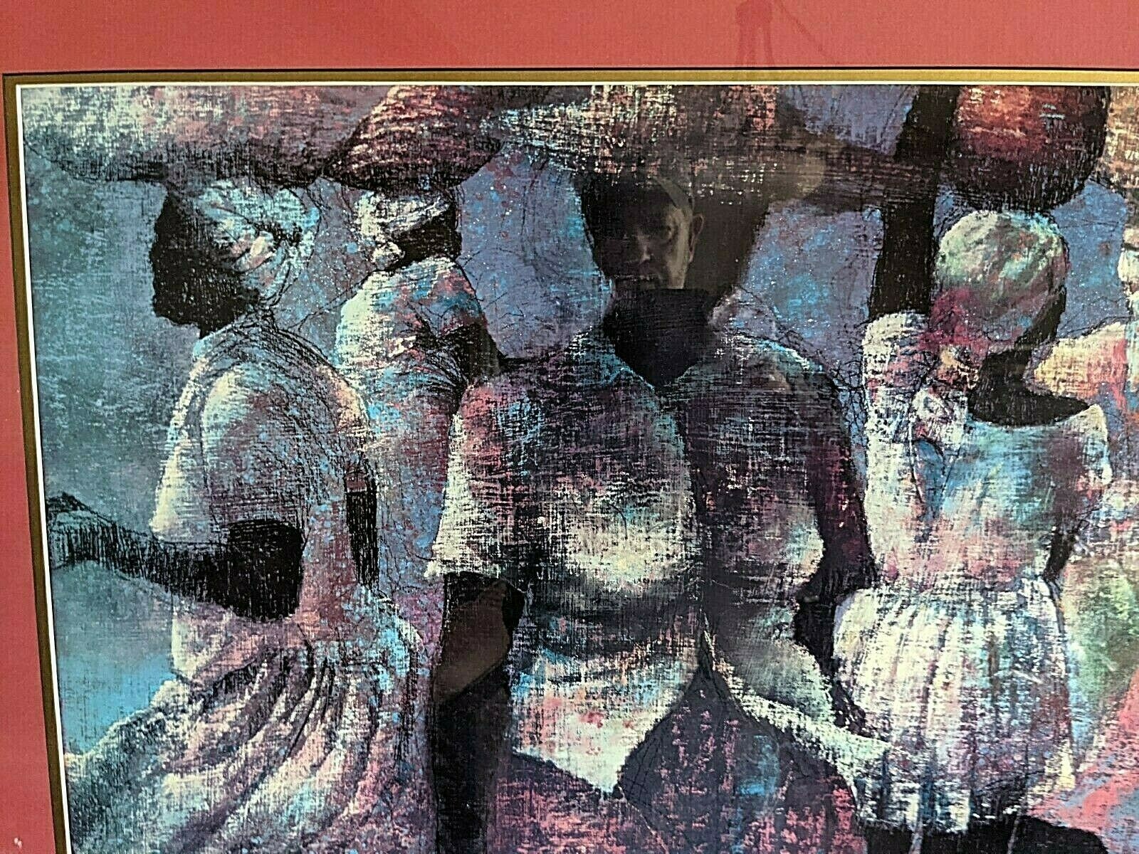 Large African Framed Art Market Day—Outstanding 41 inch x 33 inch