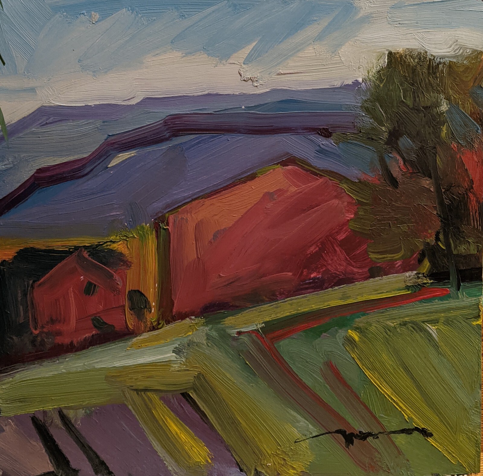 COUNTRY FARM MOUNTAIN HILL LANDSCAPE Masonite JOSE TRUJILLO