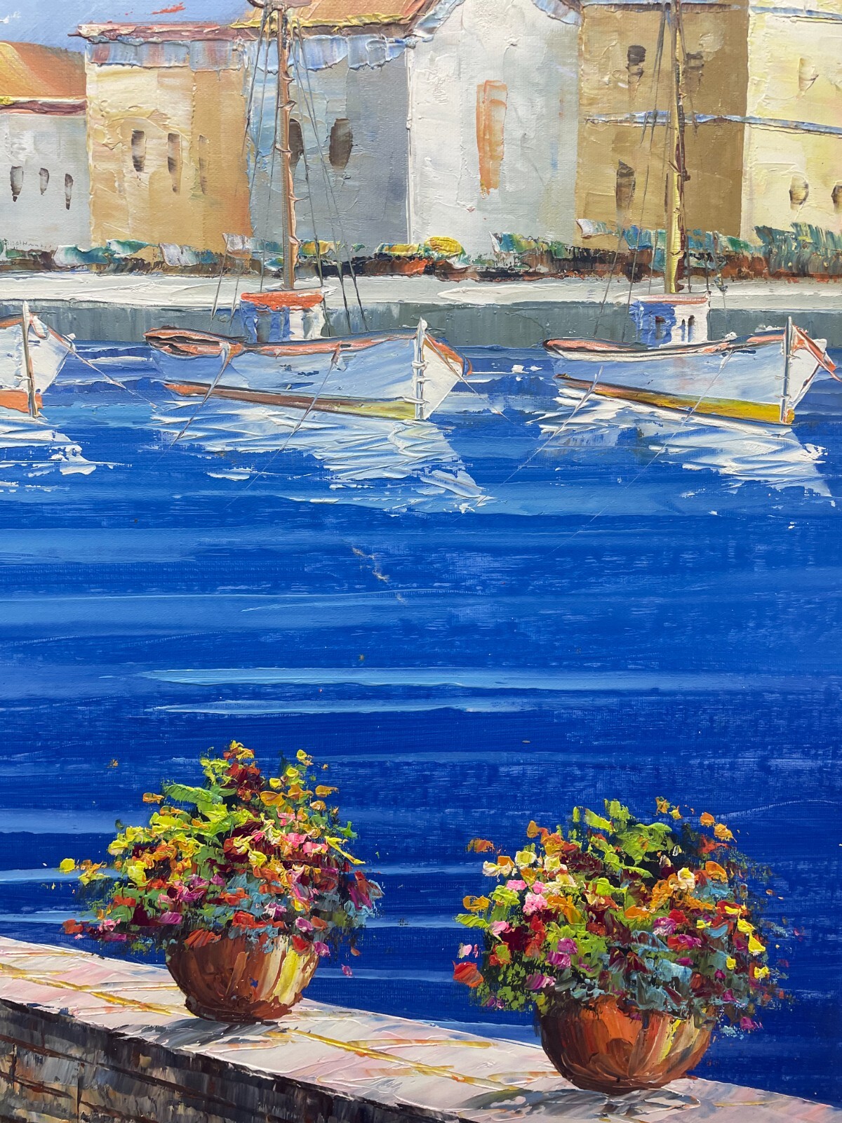 Hungryartist -Original Oil Painting of Seaside View on Canvas 24×36 Framed