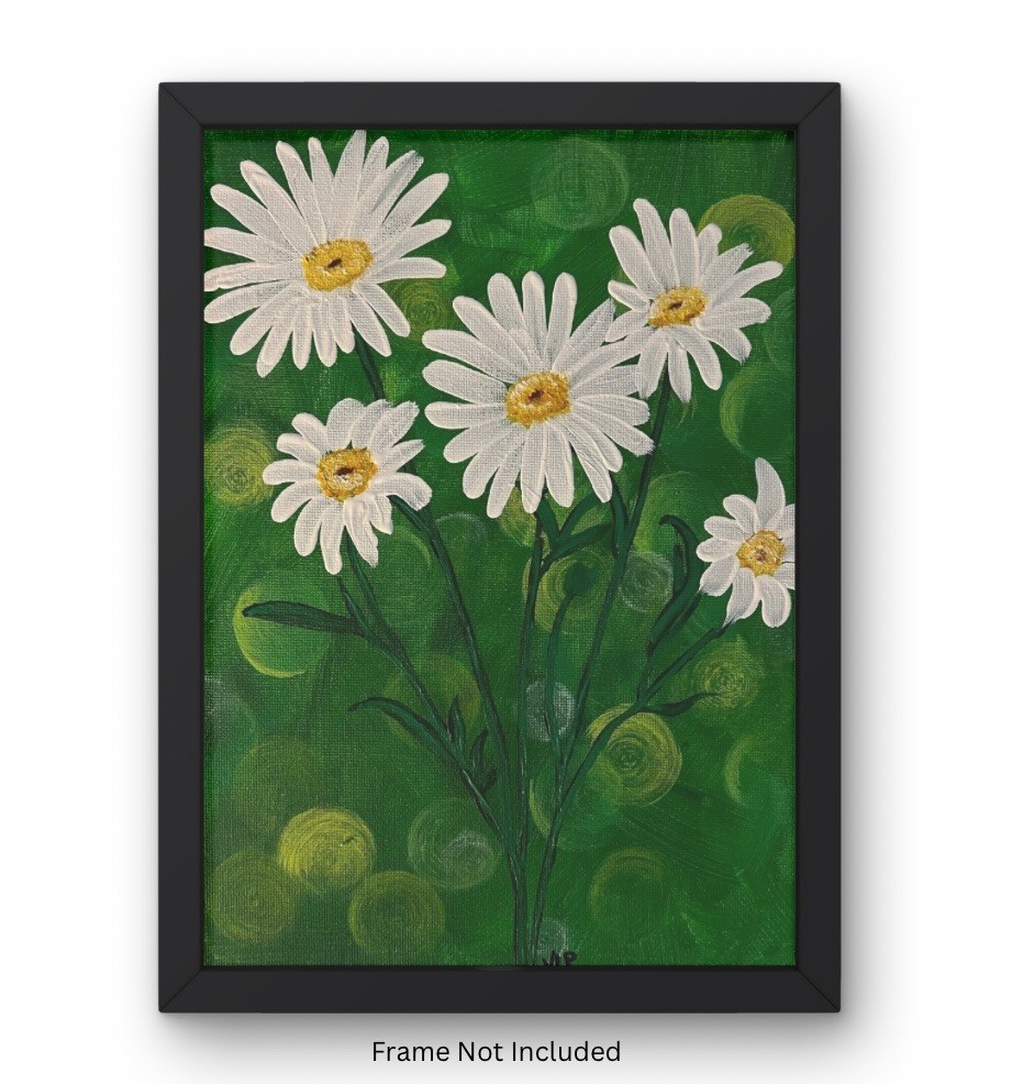 Five Daisies Floral Art VLP Original Acrylic 8×10” Canvas Panel Signed COA