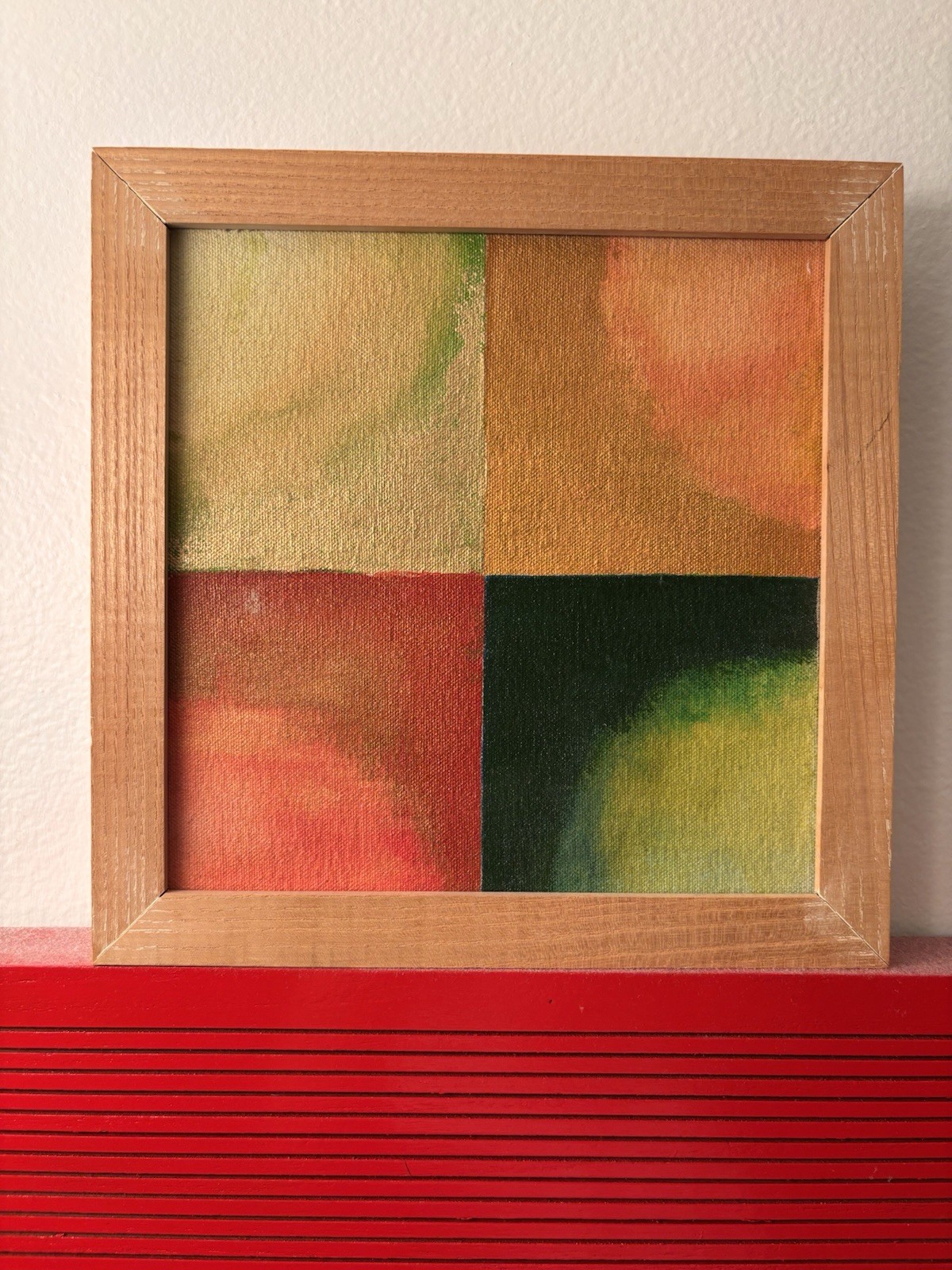 ART PAINTING MIX MEDIA 2 Modern Abstract Paintings Framed In Wood Frame