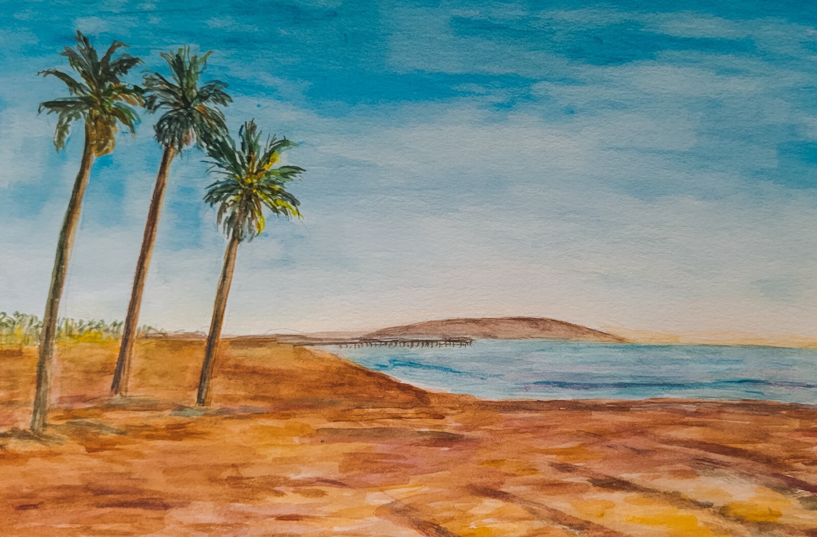 Beach. Watercolor on paper. 10.5×7.5 in. 2017