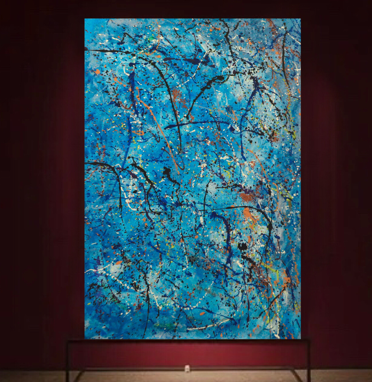 64”X44” Jackson Pollock style canvas ￼painting Acrylic,Abstract, Modern,Large