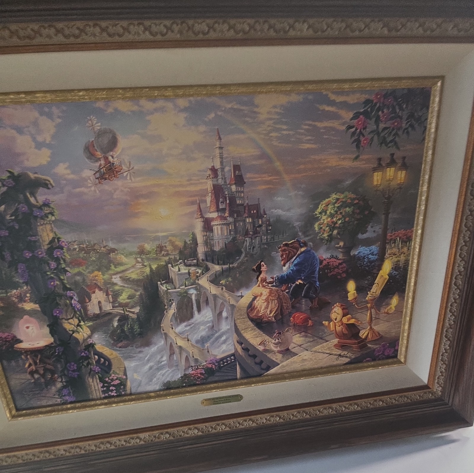 THOMAS KINKADE – BEAUTY & BEAST FALLING IN LOVE 18″X27″ S/N #227 / 1155 – SIGNED