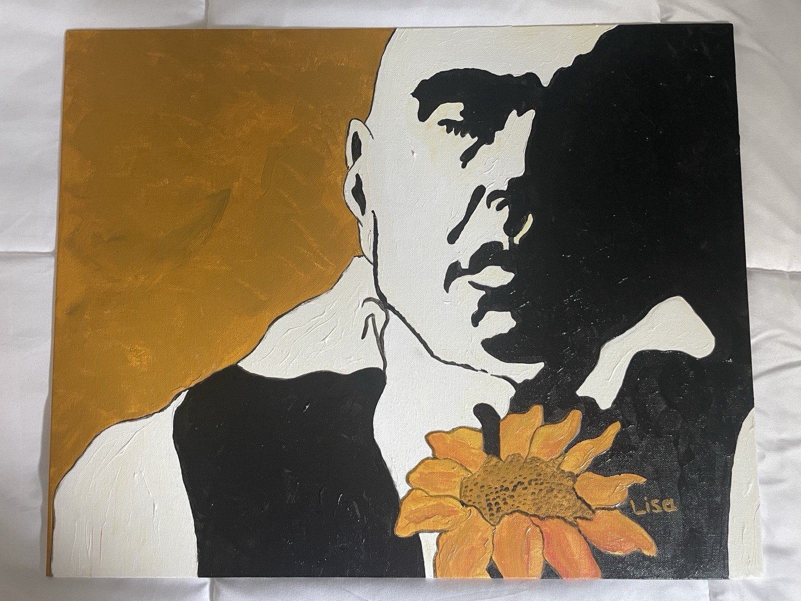 Original Abstract Acrylic Portrait Painting On Canvas Board. 16 x 20