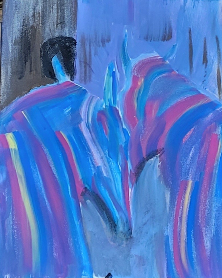 Stallions in Love Expressive Acrylic Painting 16×20 Romantic Modern Art