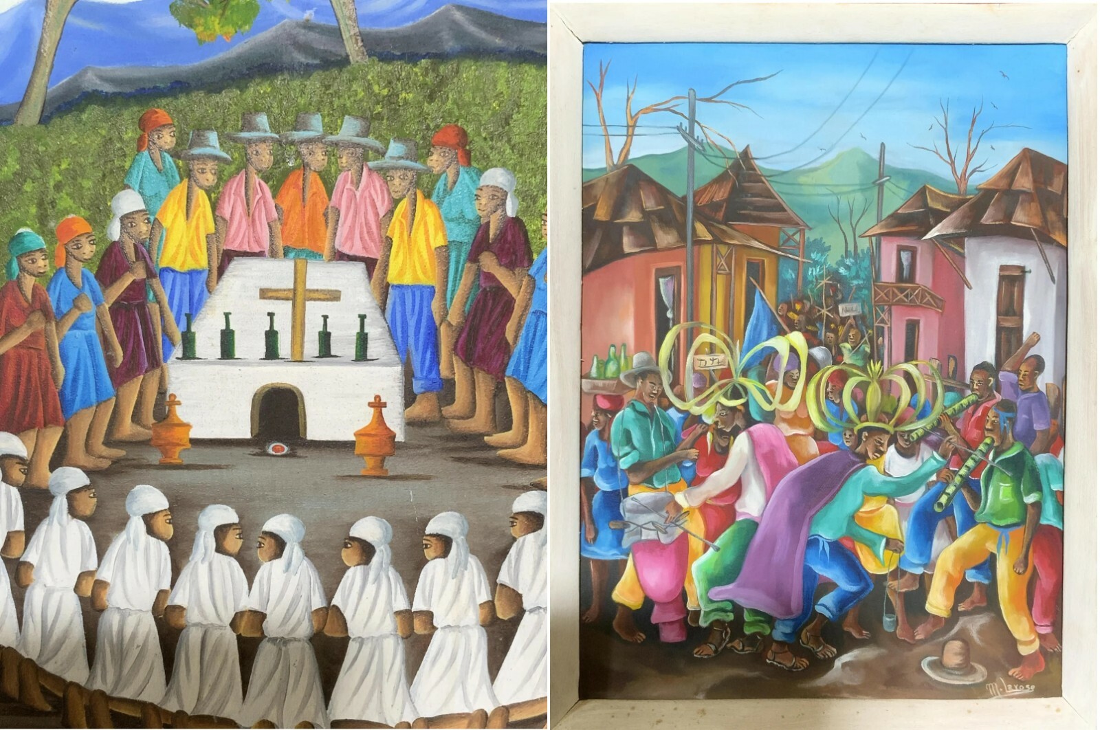 HAITIAN FOLKLORE ART ORIGINAL ACRYLIC PAINTINGS BY M. LAROSE / M. LABBE PICK 1