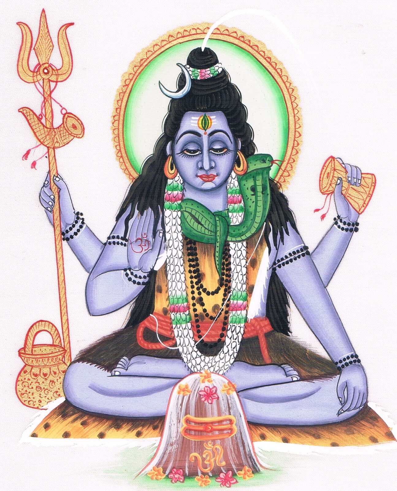 Shiva Spiritual Art Indian Religious Shiv Hindu Deity Painting 7.5×9.5 Inches