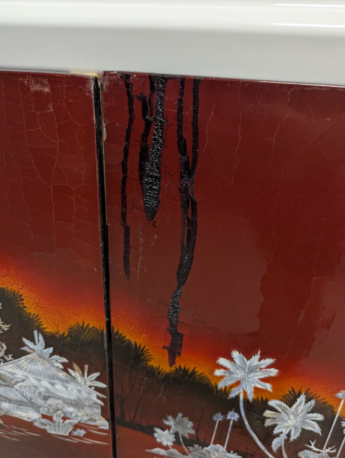 Mother Of Pearl Painting Lacquer Wood Wall Art 4 in 1 Asian culture 20th Century