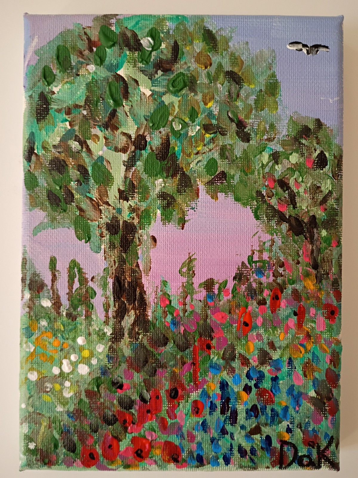 Twilight Tree 5×7 Canvas Original Art Expressionism Abstract Floral Nature