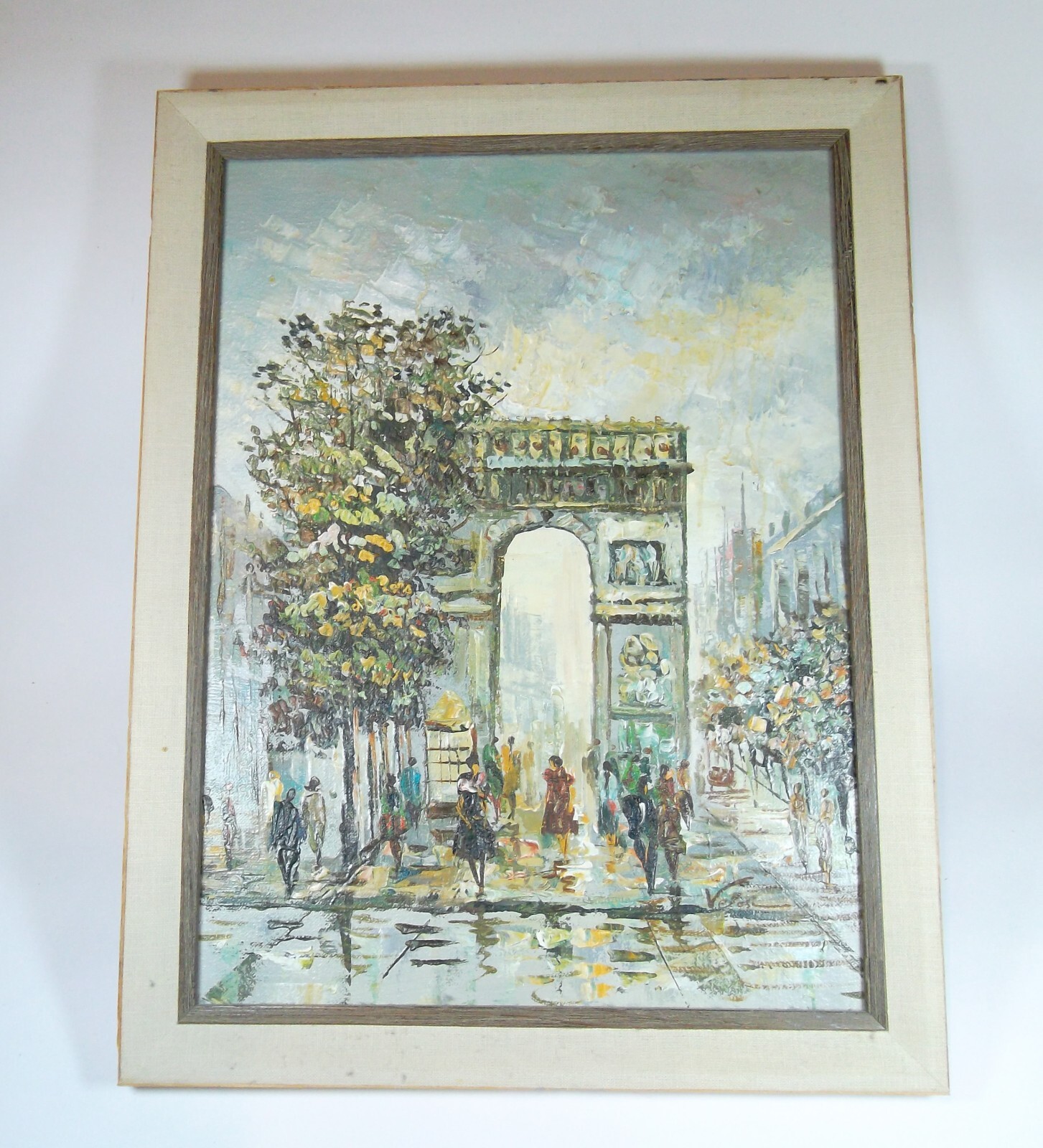 Vintage Original Velosi Oil Painting On Canvas Paris Arc De Triomphe Fine Art