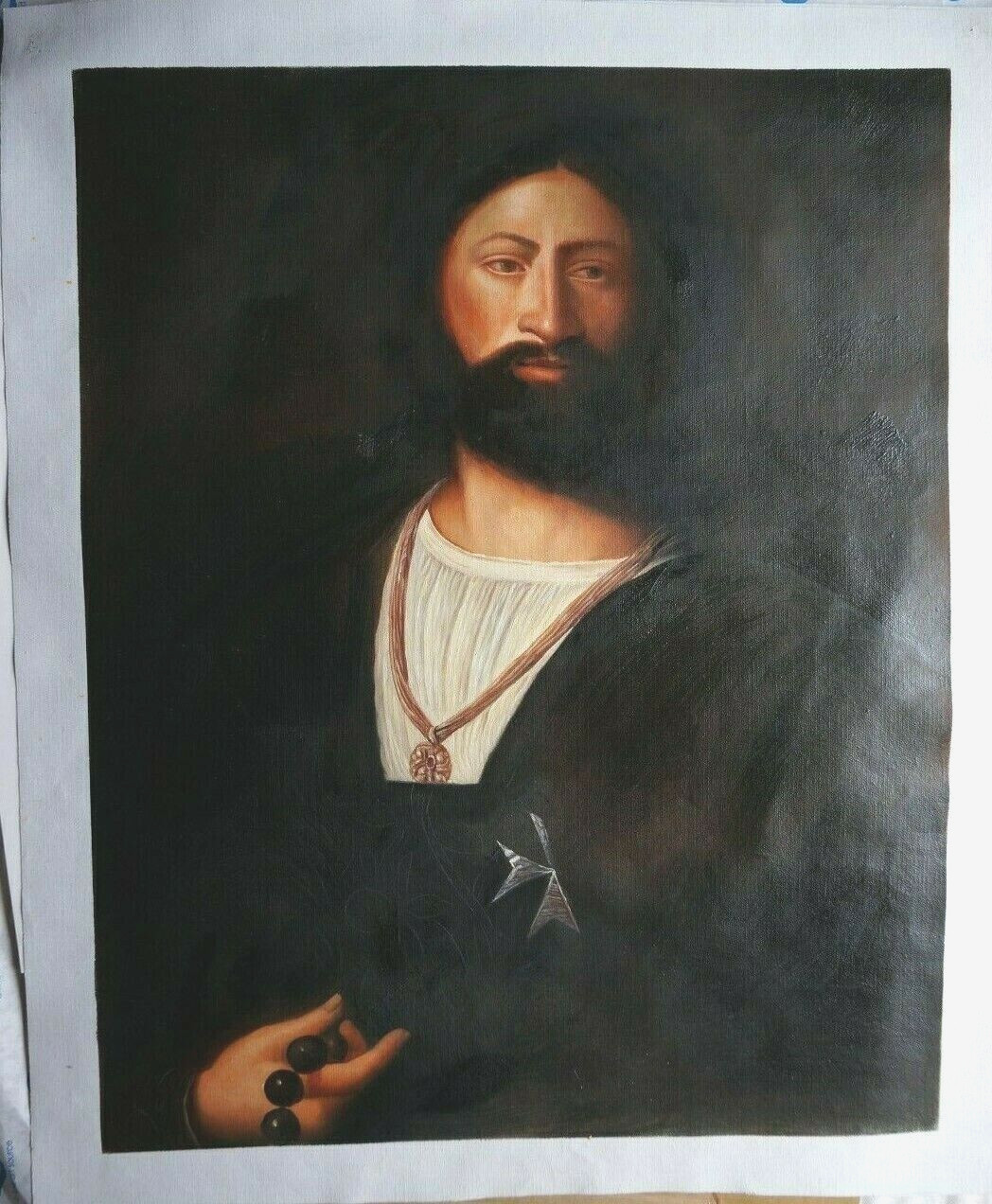 Knight of Malta – One of a Kind Painting Oil On Canvas in manner of Tiziano