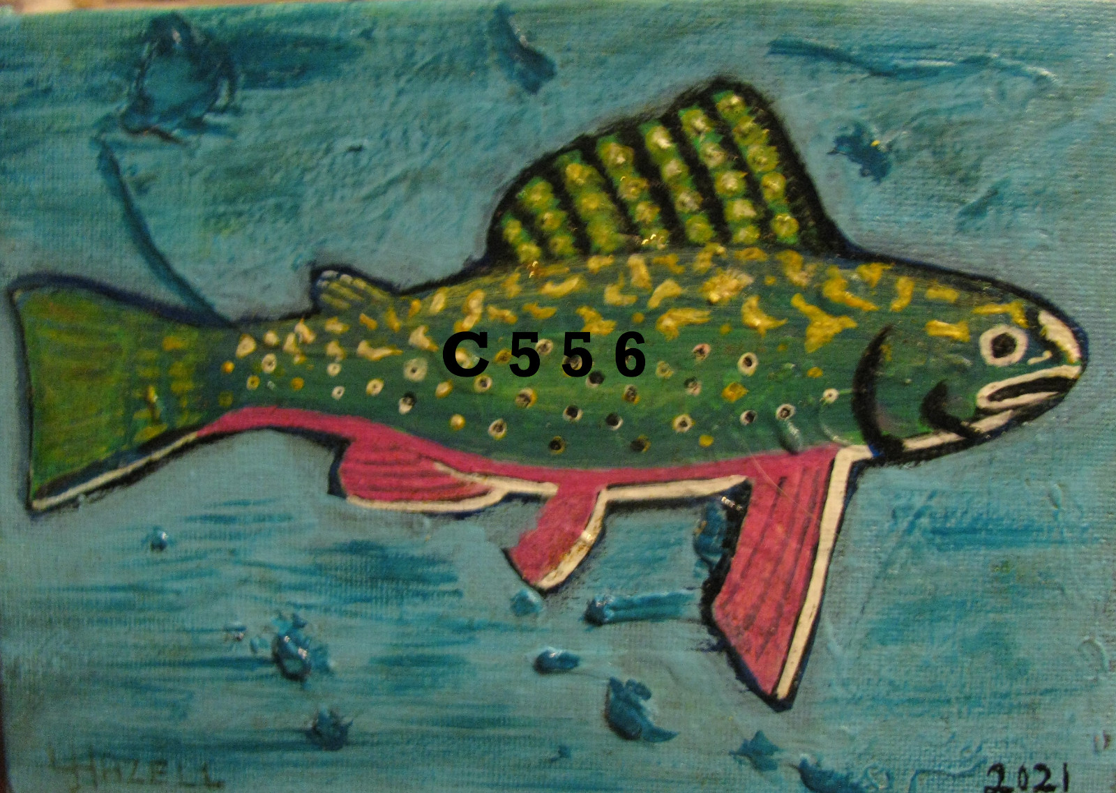 C556 ORIGINAL ACRYLIC PAINTING BY LJH “BROOK TROUT”