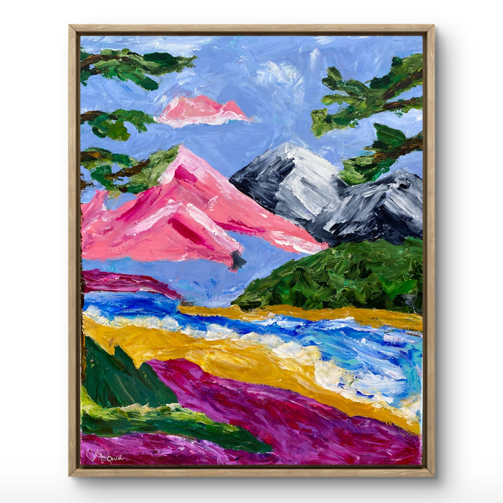 V Muse Era Mountain Landscape 16×20 Original Art Expressionism Canvas Painting