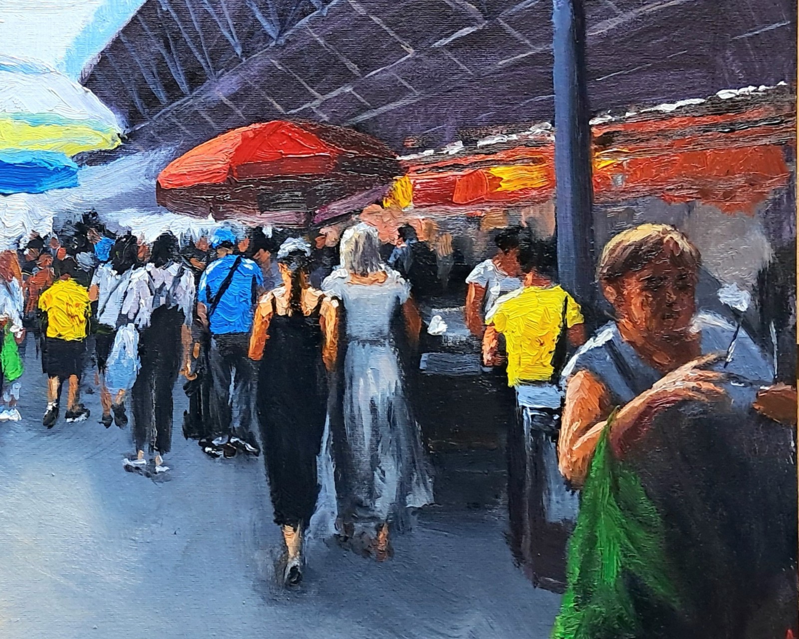 Chisinau Market – Original Oil Painting 60×40 cm | Moldova Urban Life by Arseni