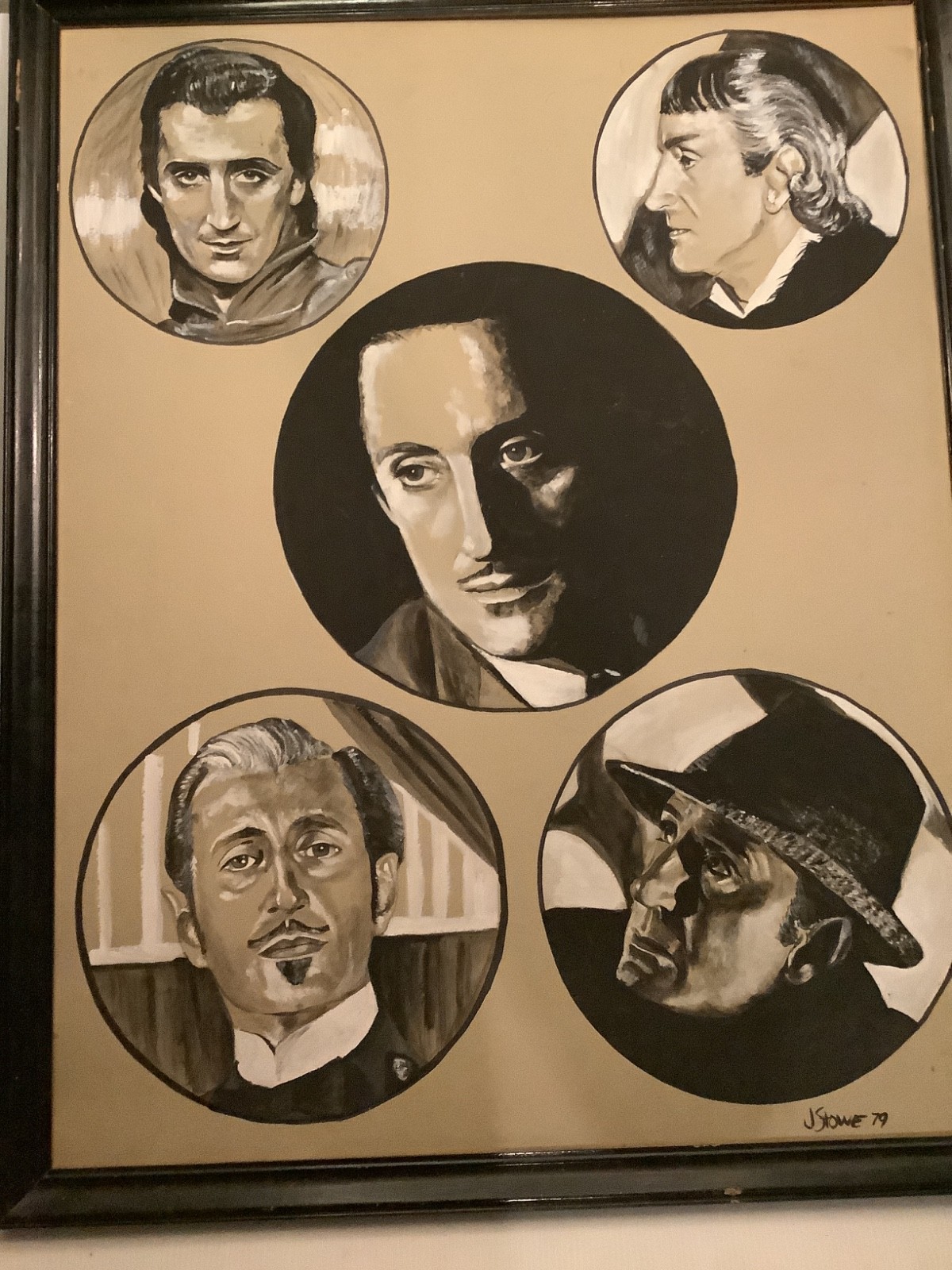 J Stowe 1979 CA artist, Basil Rathbone painting, 5 Portraits Commissioned ’79