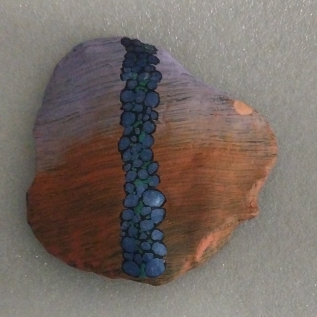 Brown & Blue Stone with Blue Painted Accent Stripe