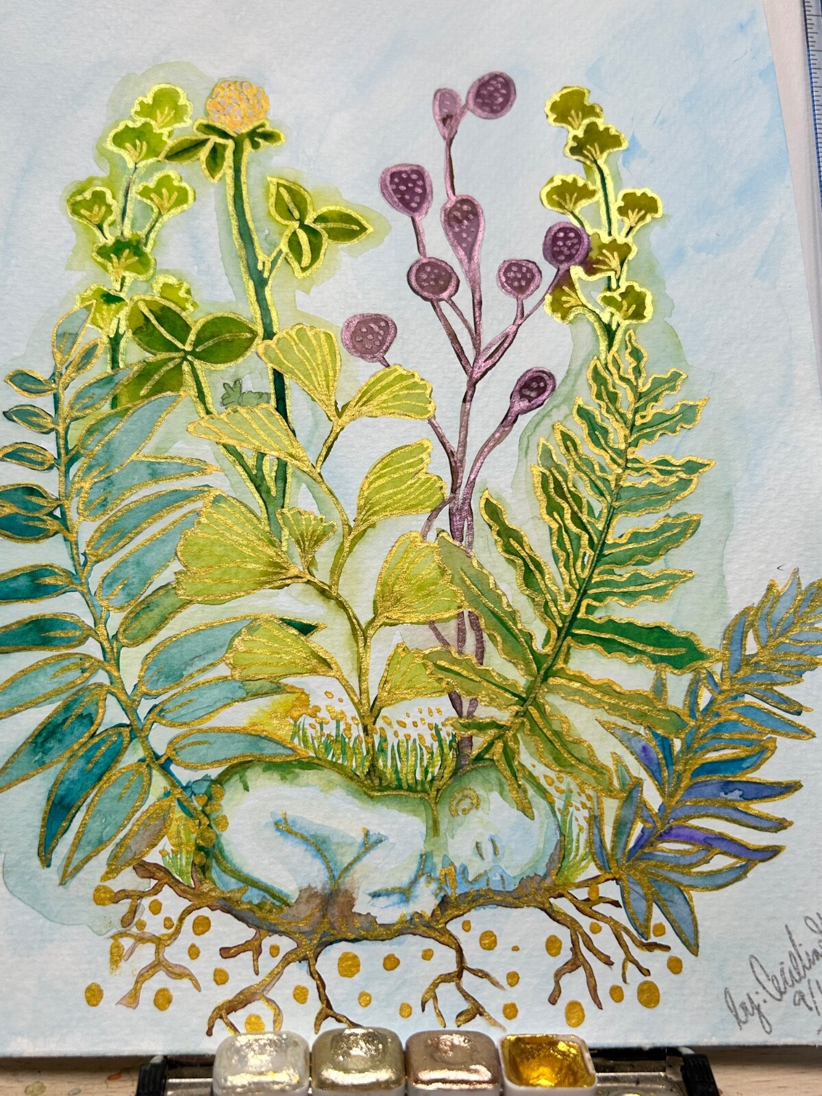 Watercolor Original Painting Memorial Art Baby Loss Floral Nature Artwork Flower