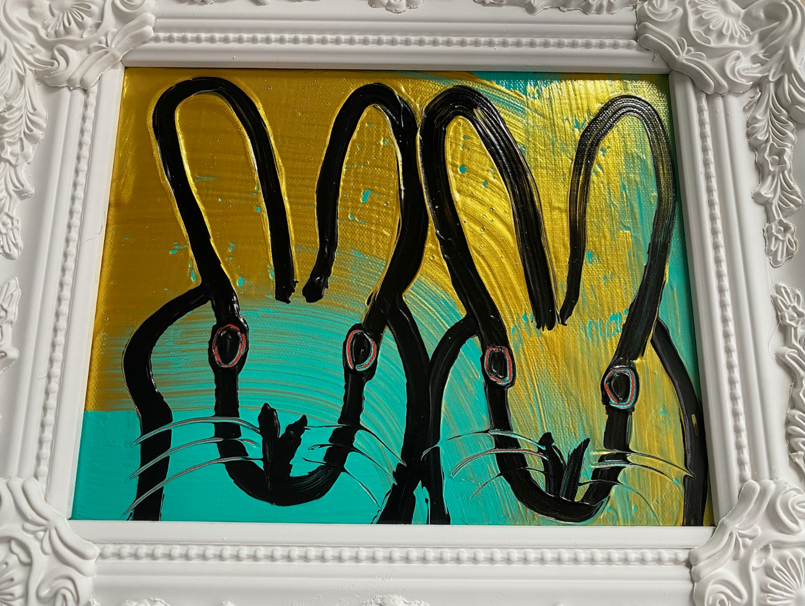 HUNT SLONEM BUNNY FRAMED