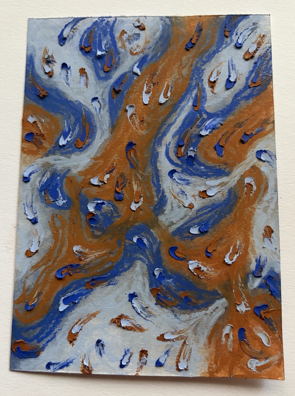 3.75×5.5 Original Oil Pastel Flow Abstract Painting By Kayla GS