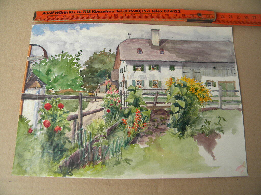 5 x watercolor 24 x 17 cm houses 1905 Mönchsberg farmhouse Capuzinerberg Rochuskirche