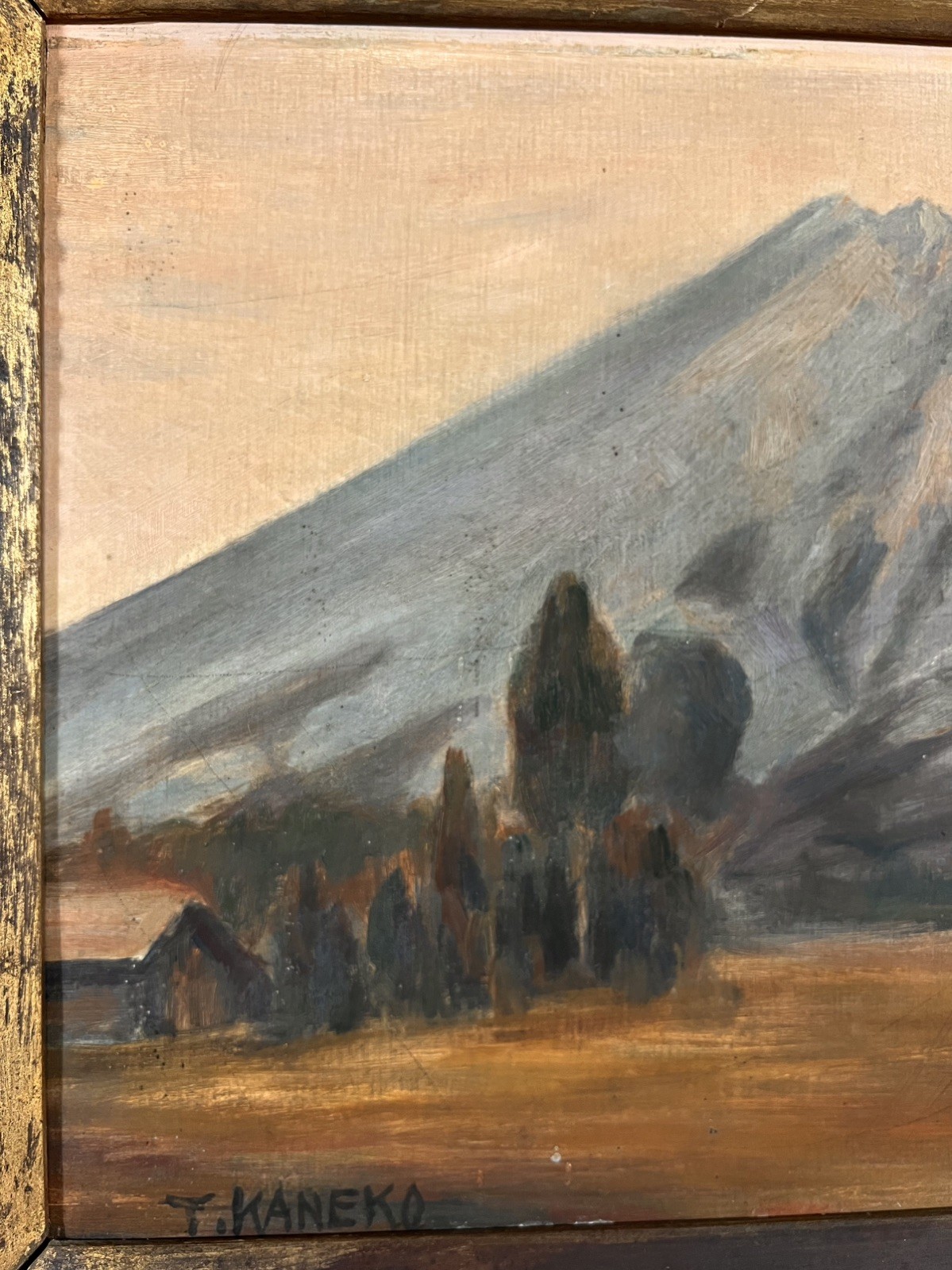 1930s Japanese Antique Mt Fuji Landscape Oil Painting Prewar Antique Painting