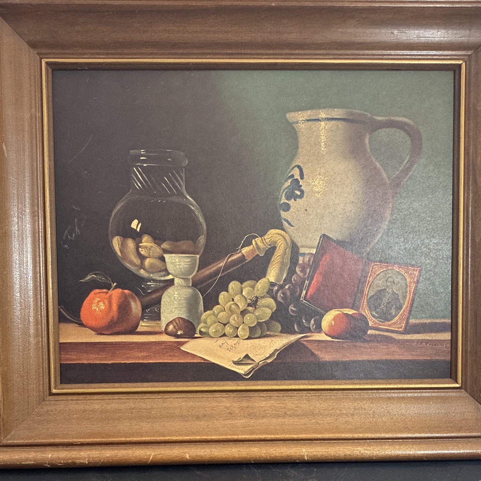 Framed Original Realism Still Life Fruit & Vase Painting Food & Drink Theme