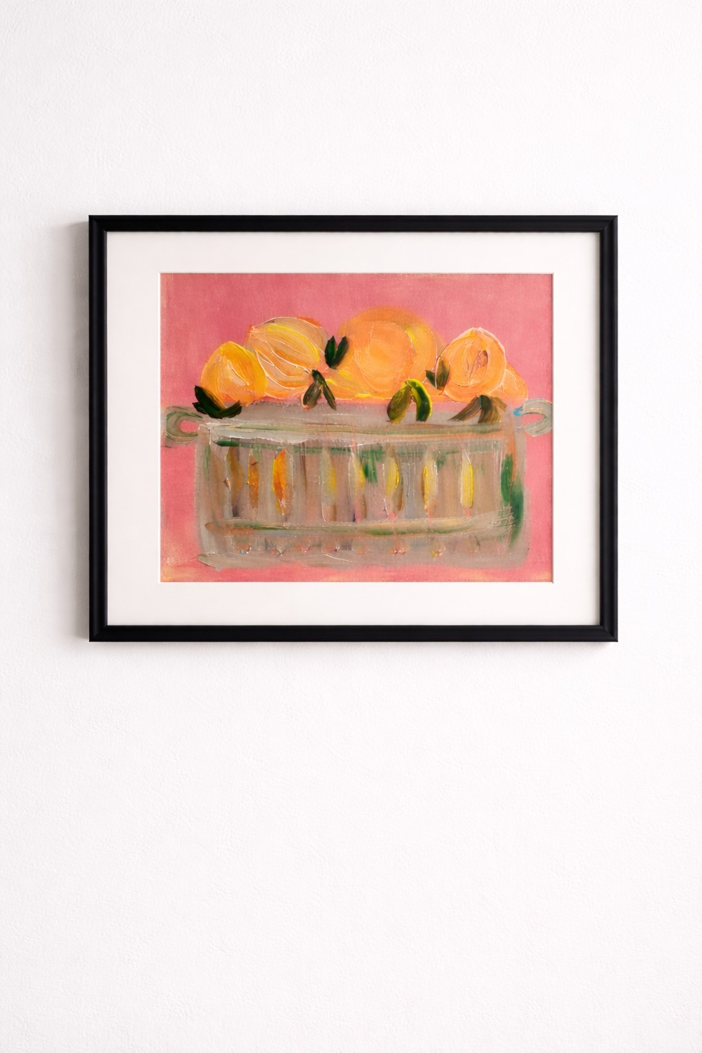Peach Still Life Painting 11×14 Original Acrylic Canvas Basket of Peaches