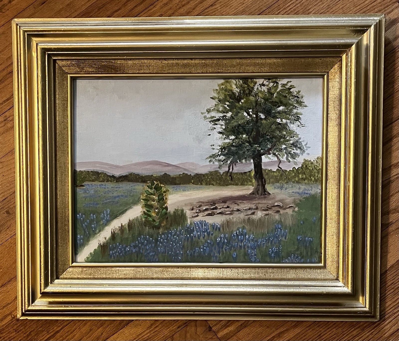 Texas Bluebonnet Oil Painting-Hill Country Landscape