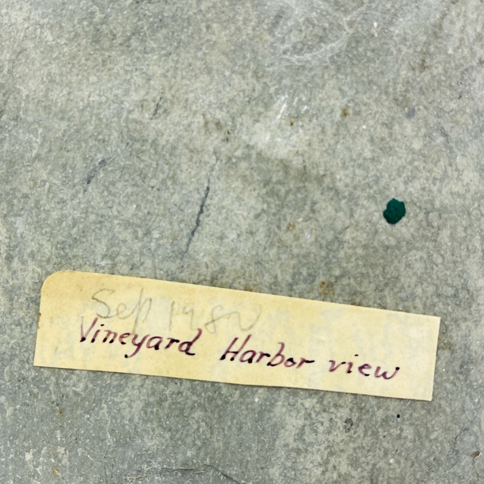 1982 Vineyard Harbor View Painting On Slate Martha’s Vineyard Signed Beth Boats