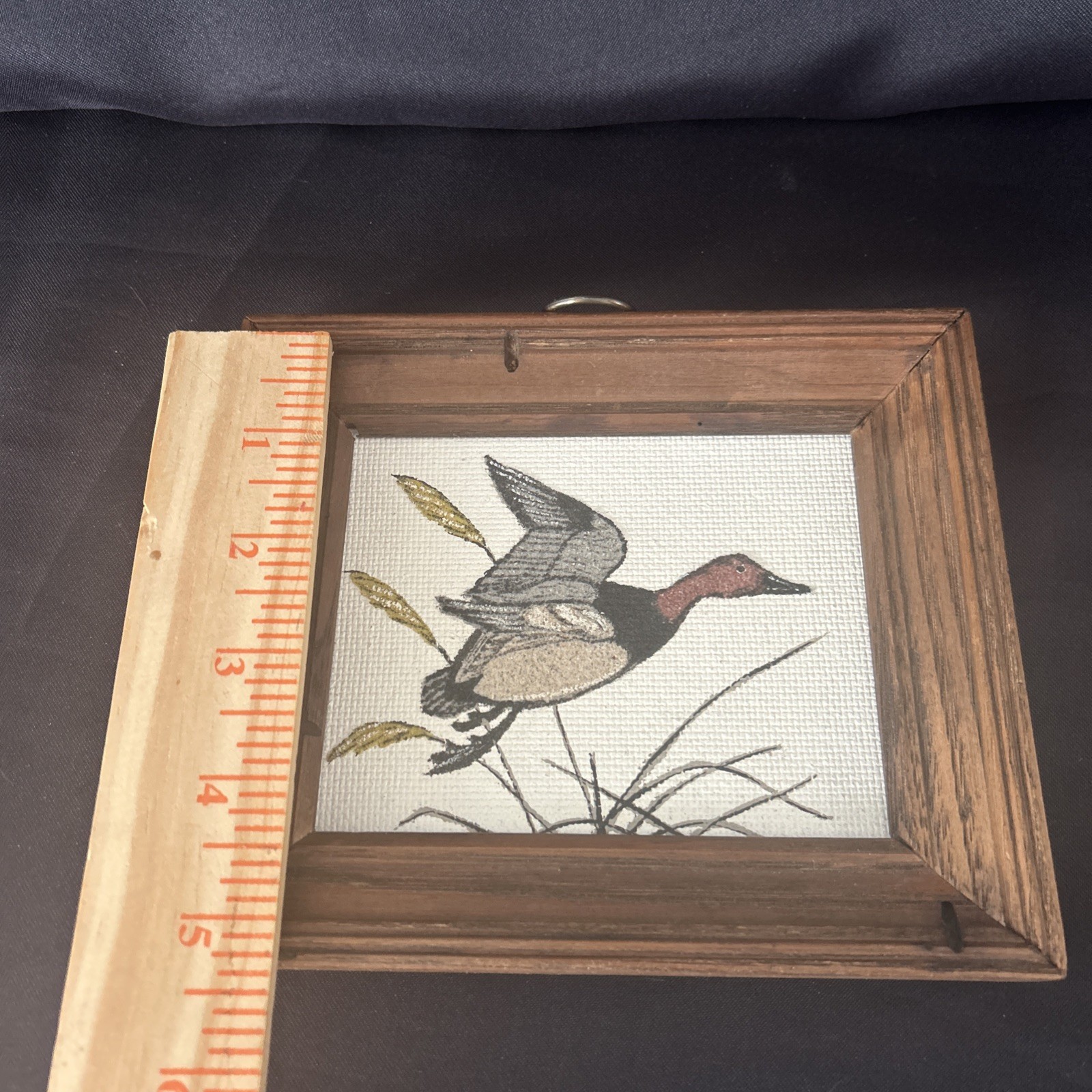 Vintage Wood Framed Duck Nature Sand Art Signed Helen Stanley