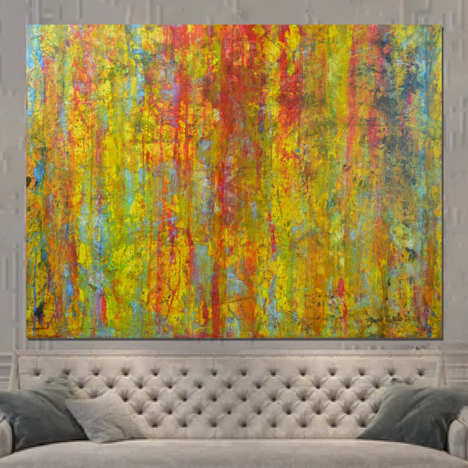 Gerhard Richter style Professional Painting 84”X62” (7 Foot) Abstract Modern XL