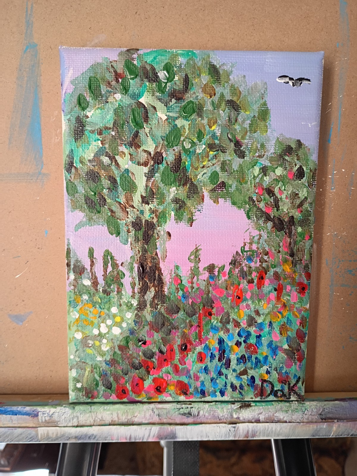 Twilight Tree 5×7 Canvas Original Art Expressionism Abstract Floral Nature